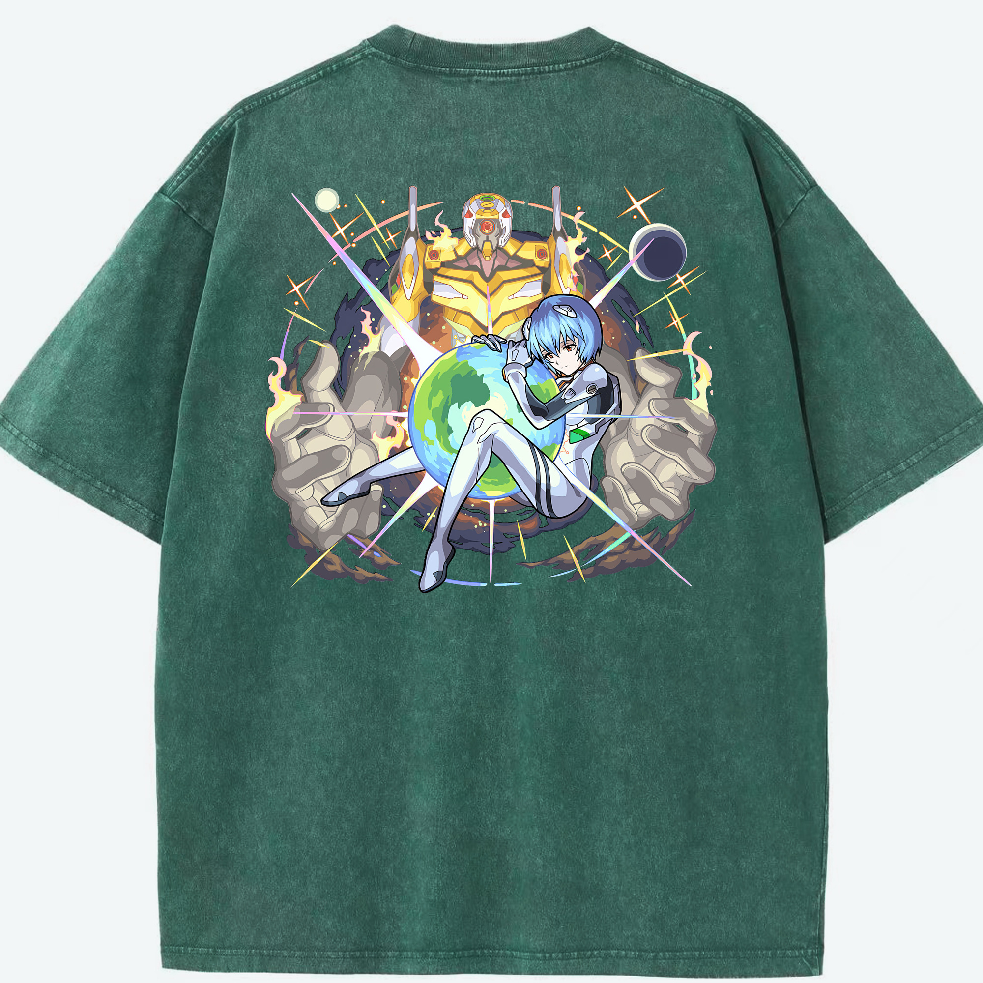 （画像用） EVA 新世紀エヴァンゲリオン 綿100% ヴィンテージ風 半袖Tシャツ（背面プリント）